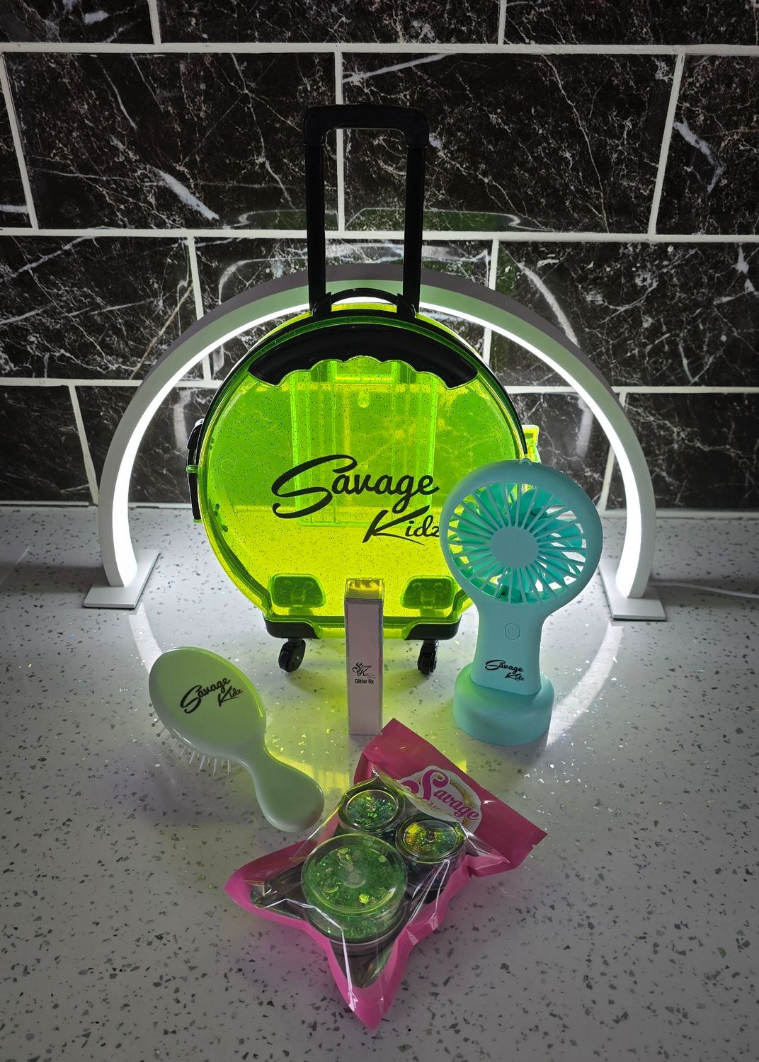 Green Roller Suitcase Gift Set